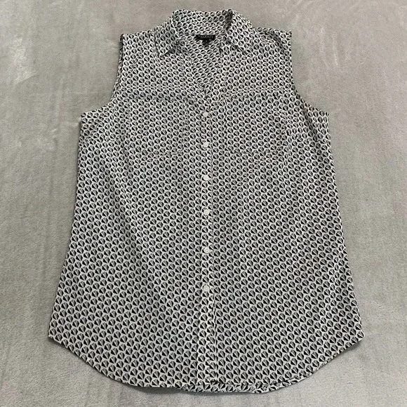 Talbots Nantucket Sleeveless Shirt Small Geometric Print Button Down - Picture 4 of 9